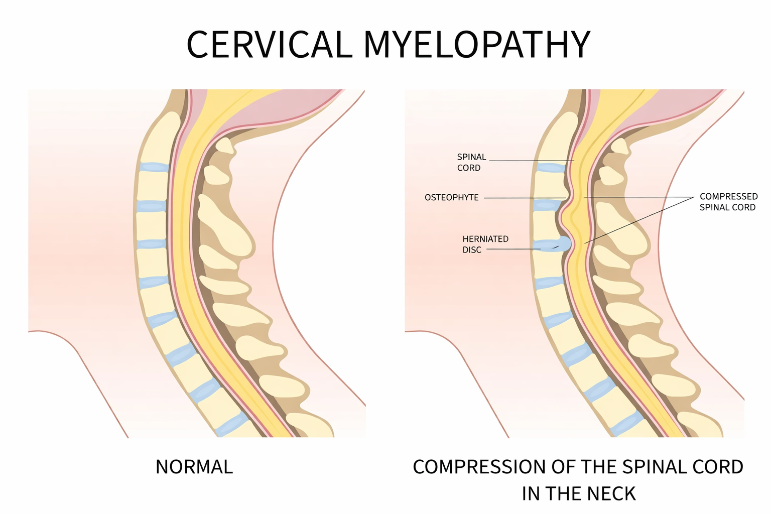 Cervical myelopathy spinal cord compression diagram